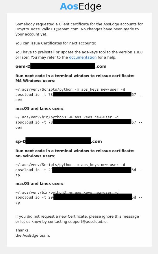 Issuing certificates